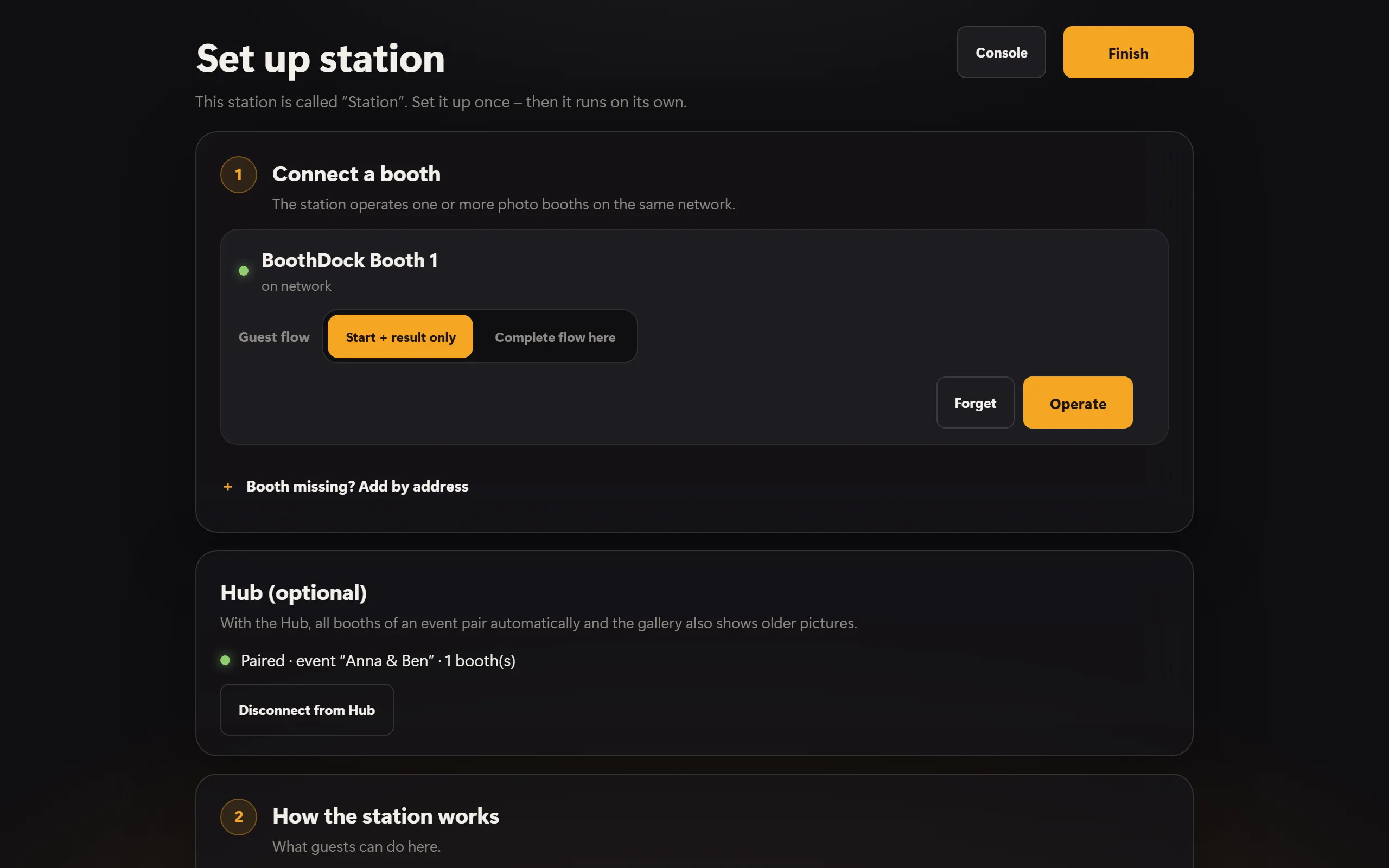 The station setup: paired box and Hub