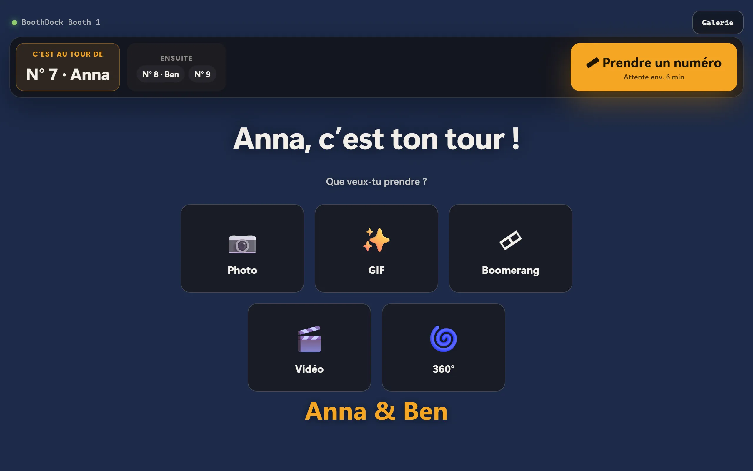 La station : les invités choisissent le mode, la Box prend la photo