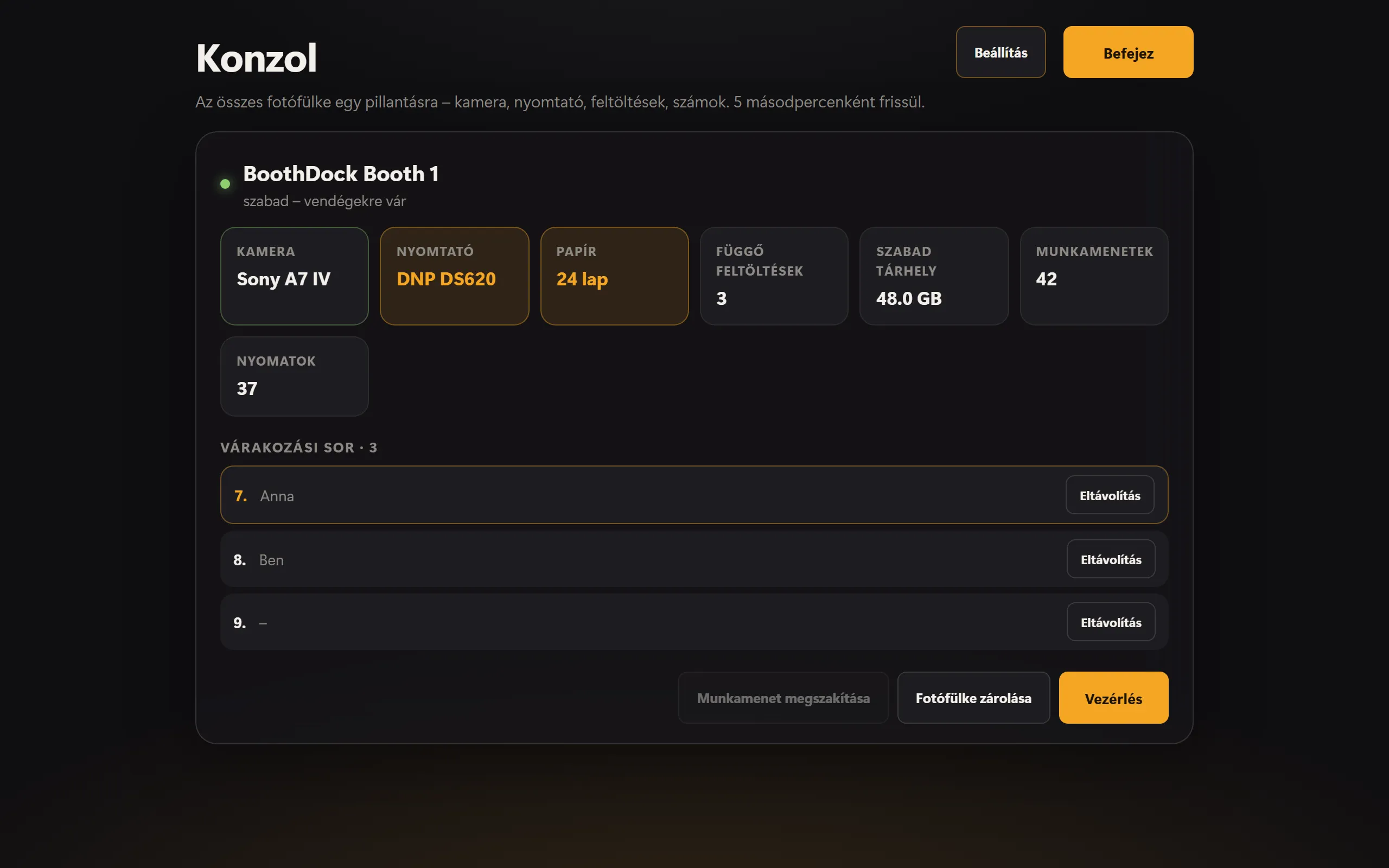 A Konzol a várakozási sorral