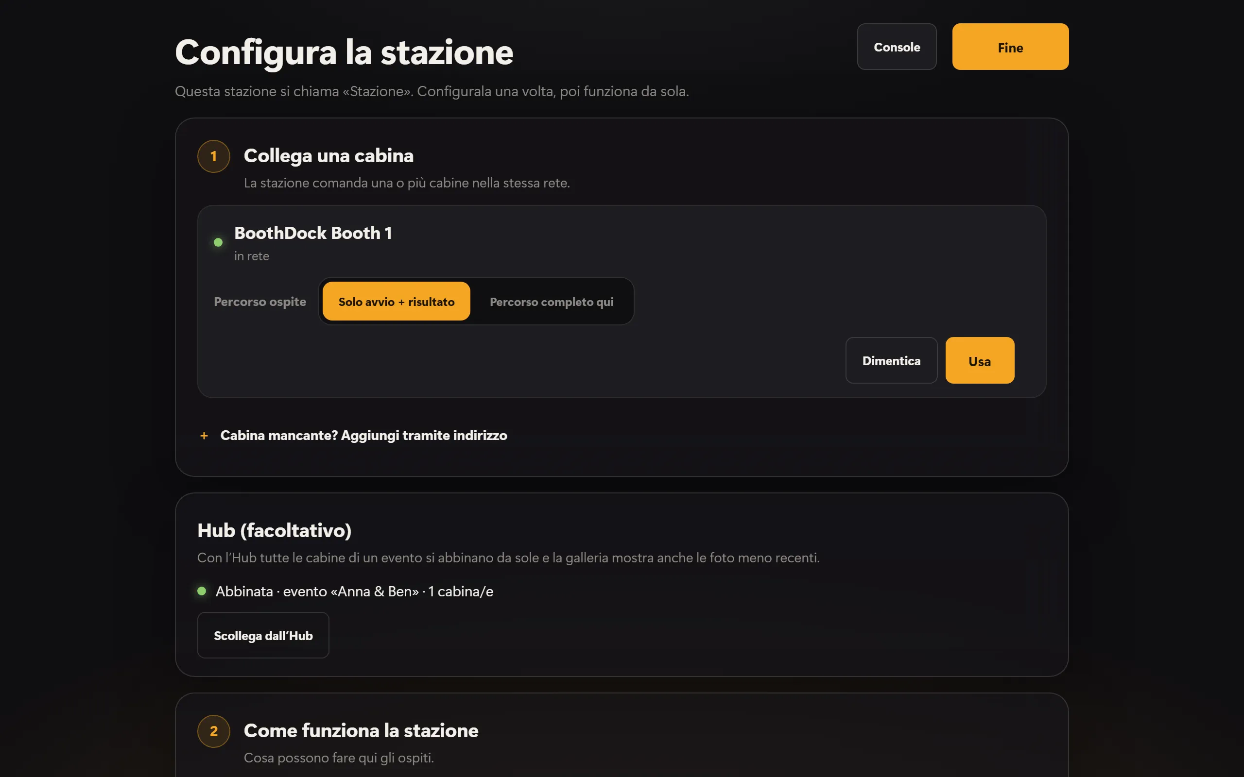 La configurazione della stazione: Box abbinata e Hub