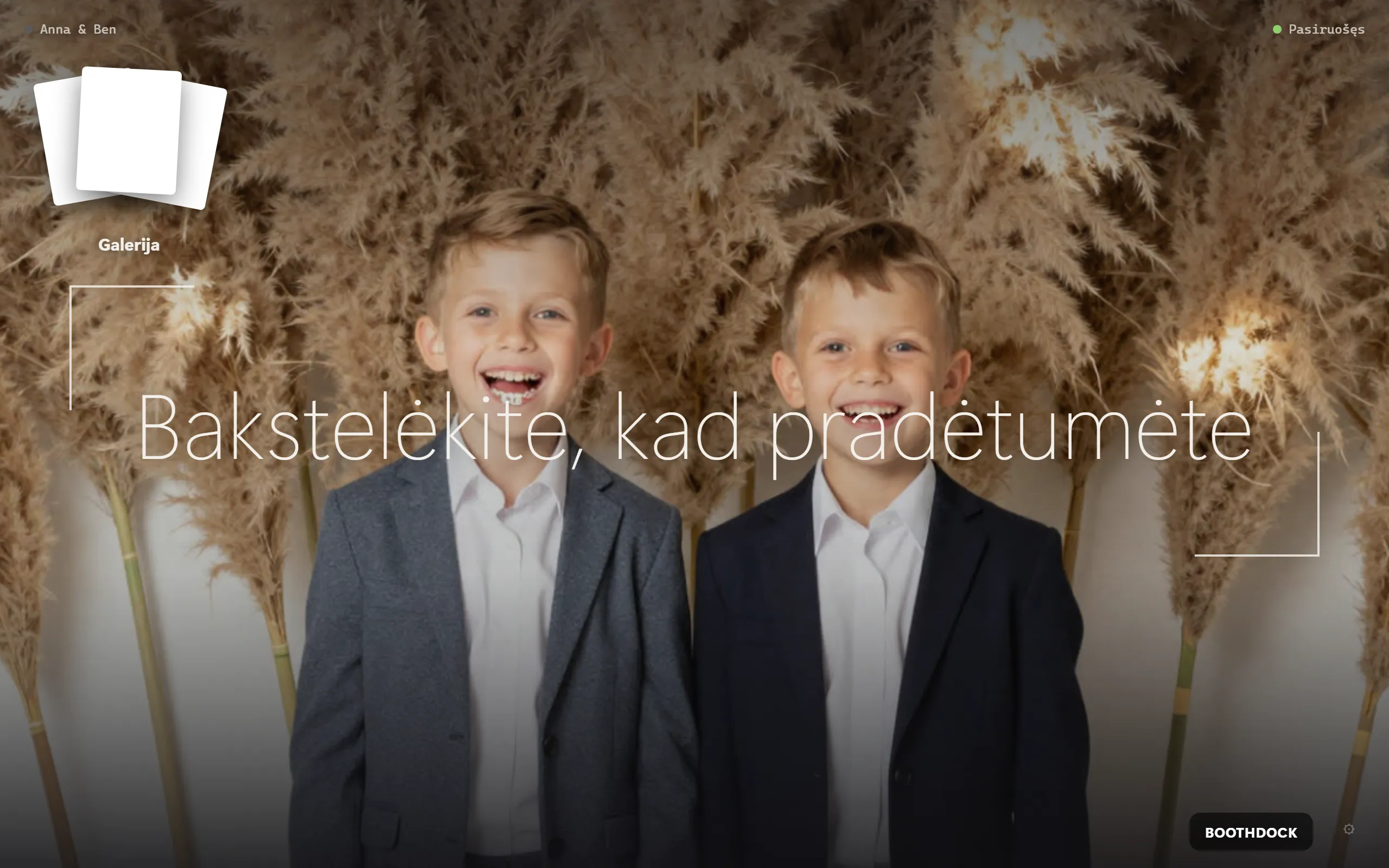 Svečio kioskas prie dėžės: „Bakstelėkite, kad pradėtumėte" su gyva peržiūra