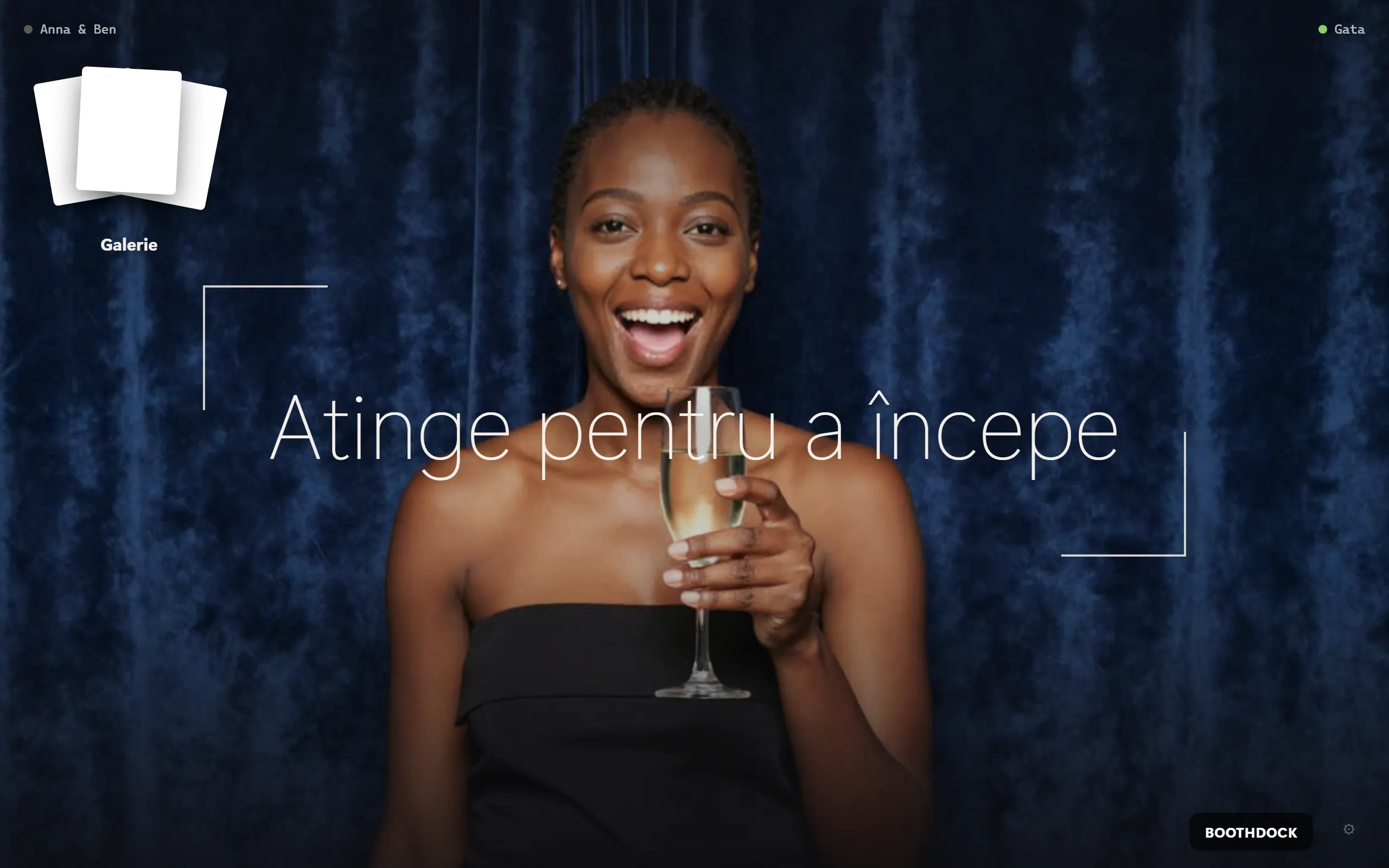 Chioșcul pentru invitați la box: „Atinge pentru a începe" cu previzualizare live